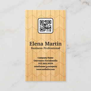 Wood Panel Background QR Code Business Card