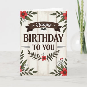 Wood Panel Birthday Card