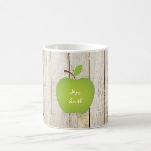Wood Panel Green Apple Teacher's Coffee Mug