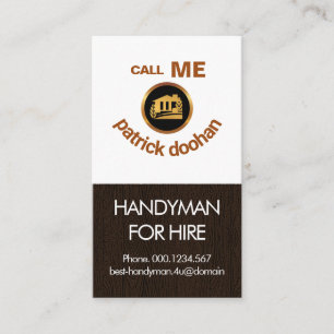Wood Panel Smiling Handyman Face Carpenter Business Card