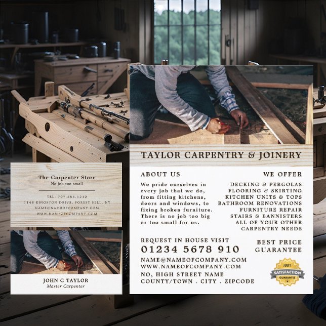 Wood Panels, Carpentry, Carpenter Business Card (Creator Uploaded)