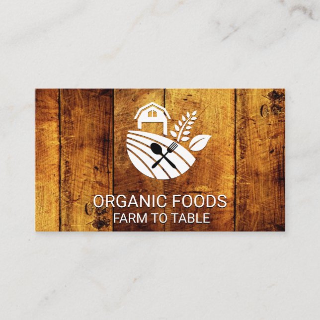 Wood Panels | Rustic Farm Icon Business Card (Front)