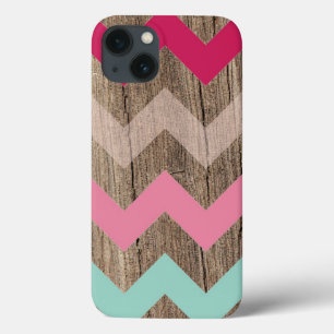 Wood pastel chevron zigzag zig zag pattern chic iPhone 13 case