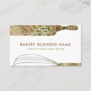 Wood Pastry Chef Catering Cake Maker Rolling Pin Business Card
