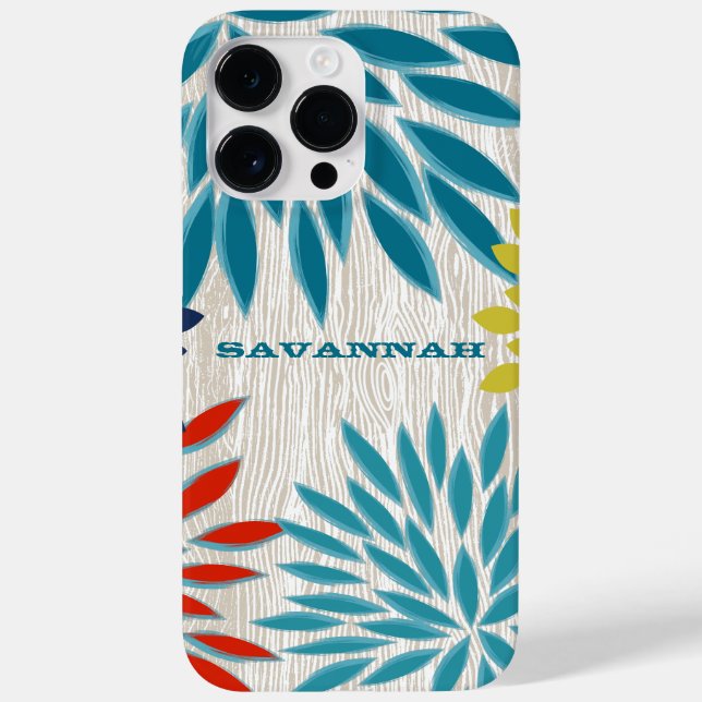 Wood Pattern Chrysanthemum Floral Personalised Case-Mate iPhone Case (Back)