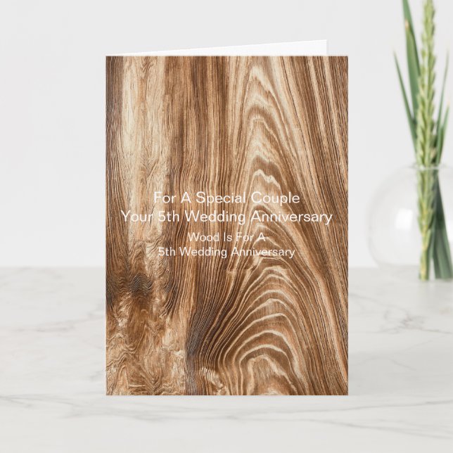  Wood Pattern Personalised 5th Wedding Anniversary Card (Front)