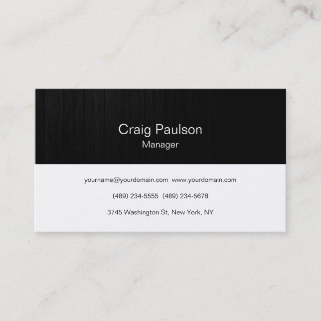 Wood Pattern White Plain Stylish Business Card (Front)