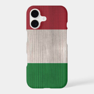 Wood Pattern with Engraved Italy Flag