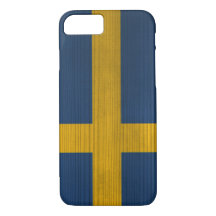 Wood Pattern with Engraved Sweden Flag