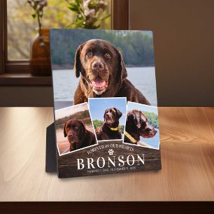 Wood Pet Memorial 4 Picture Collage Plaque