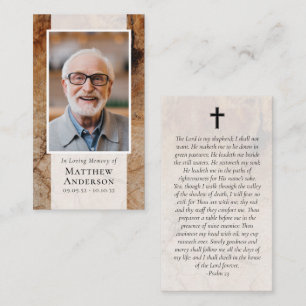 Wood Photo Memorial Prayer Card