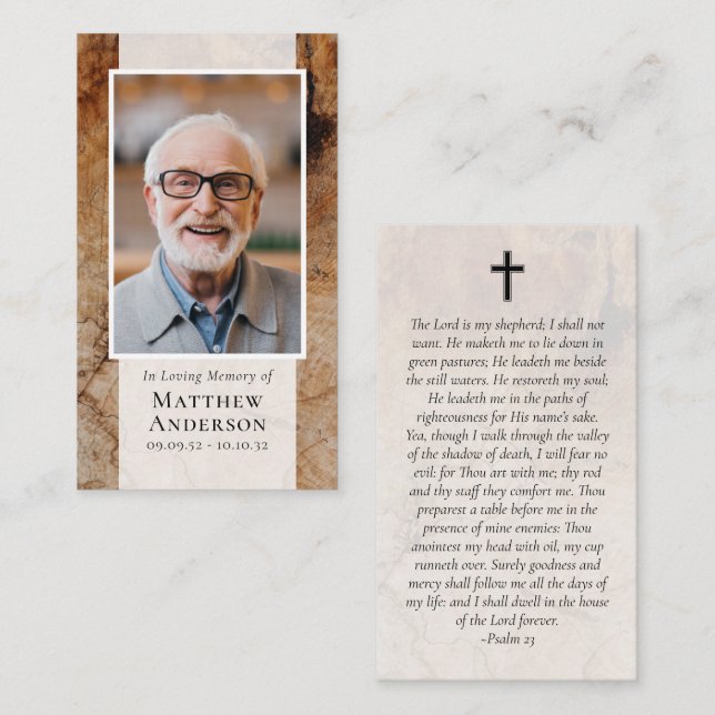 Wood Photo Memorial Prayer Card (Front/Back)