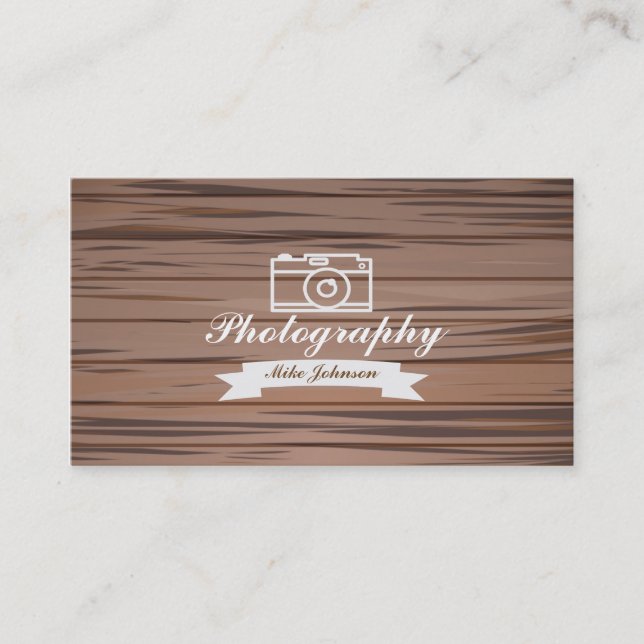 Wood Photography with Camera - Business Card (Front)
