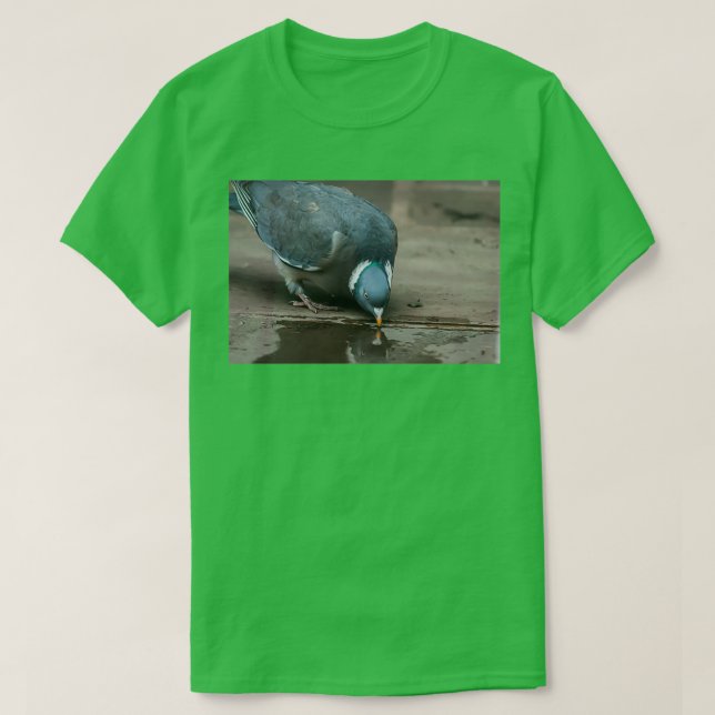 Wood Pigeon Drinking From Puddle T-Shirt (Design Front)