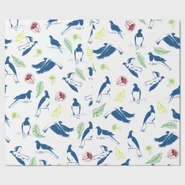 Wood Pigeon Kereru Pattern Wrapping Paper (Seam)