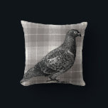 Wood pigeon, on grey check cushion<br><div class="desc">This super cute rustic designer pillow featuring a vintage image of a wood pigeon on a faux woollen grey tartan background will make a stylish addition to your home. Please note that the background is a printed faux woollen texture, the pillow cover is not made of woollen material© Julie McIver...</div>