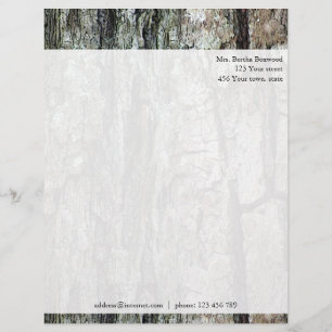 Wood Pine Bark Botanical Custom Address Personalized Letterhead
