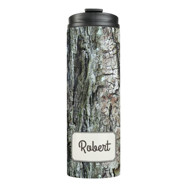 Wood Pine Bark Botanical Photo any Name Thermal Tumbler (Front)