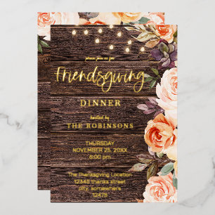 Wood Pink & Peach Floral w/ Lights Friendsgiving