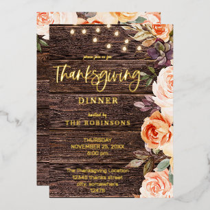 Wood Pink & Peach Floral w/ Lights Thanksgiving