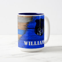 Wood Plank Flag Thin Blue Line Mug