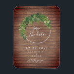 Wood Plank Inspired Botanical Save The Date Magnet<br><div class="desc">A wedding save the date magnet featuring a botanical design with a wood plank inspired background.</div>