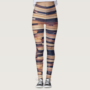 Wood planks design brown geometric  leggings