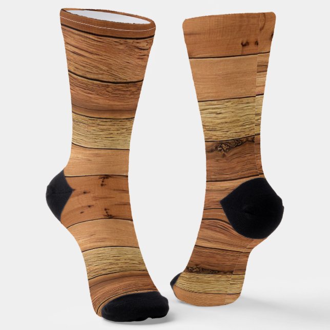 Wood planks design brown  socks (Angled)