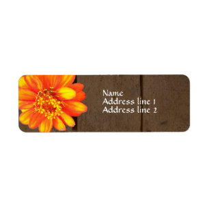 Wood Planks Orange Zinnia Address Labels