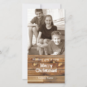 Wood Planks Photo Christmas Card