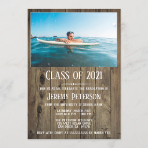 Wood Planks Photo Graduation Party Invite