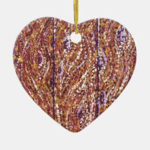 Wood Planks Pointillism Heart Shaped Ornament