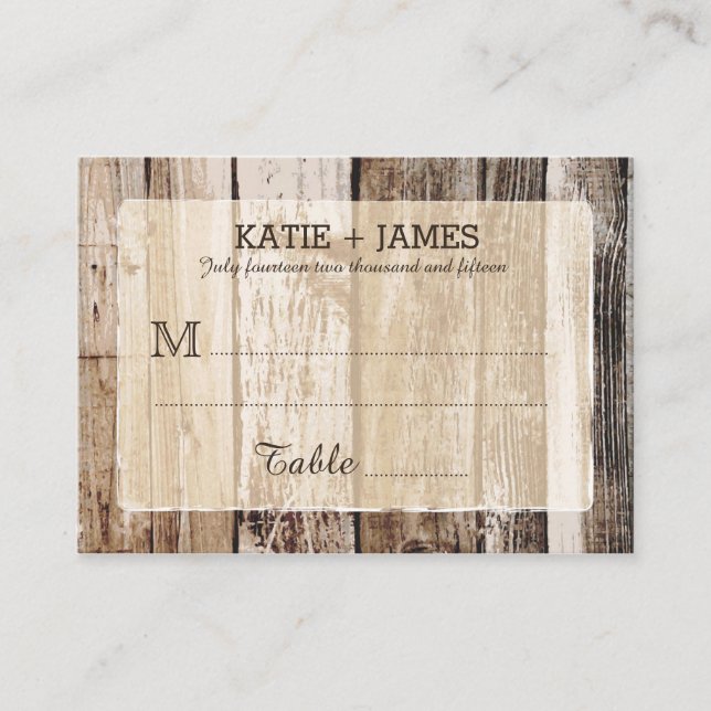 Wood Planks Rustic Country Wedding Place Cards (Front)
