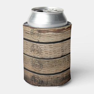 Wood Planks Stamped with "Made in USA" Can Cooler