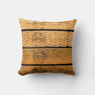 Wood Planks Stamped with "Made in USA" Cushion