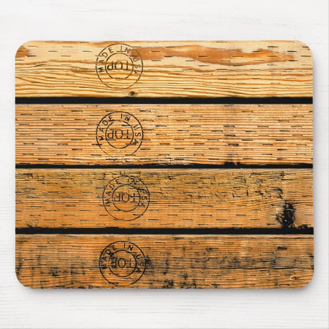 Wood Planks Stamped with "Made in USA" Mouse Mat (Front)