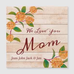 Wood Planks With Orange Flowers For Mum