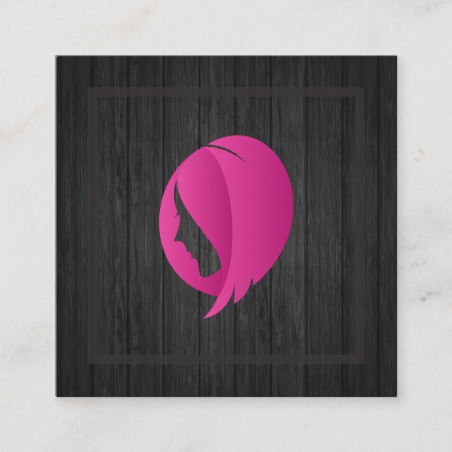 Wood | Professional Hairstylist Square Business Card (Front)