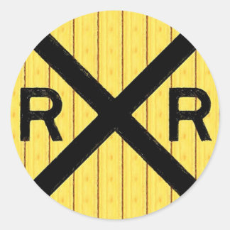 Wood Railroad Crossing Sign Classic Round Sticker