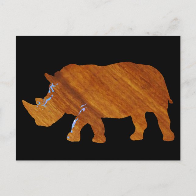wood rhino zoo animal postcard (Front)