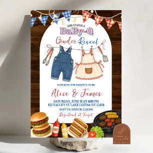 Wood Rustic BBQ Gender Reveal Invitation