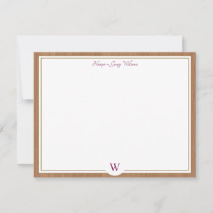 Wood Rustic Boho Monogram Custom Wedding Burgundy Card