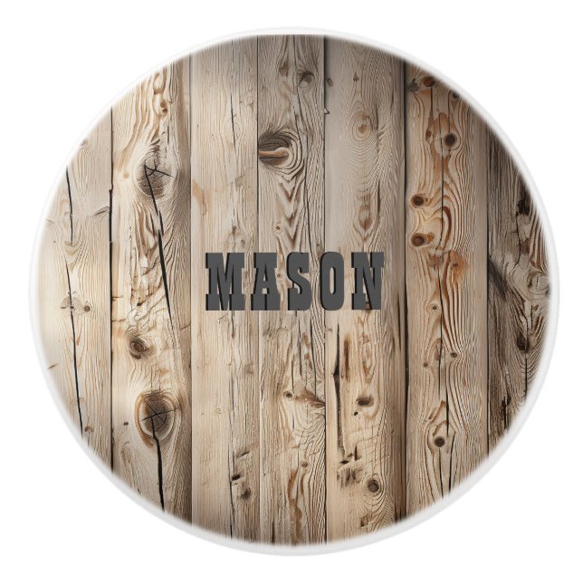 Wood Rustic Country Western Theme Ceramic Knob (Front)