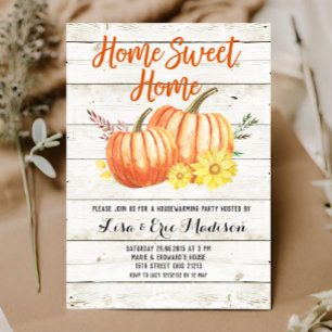 Wood Rustic Fall Pumpkin Housewarming Invitation