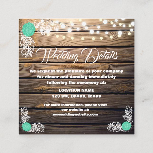 Wood Rustic Lace Enclosure Cards (Front)