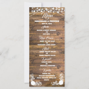 Wood Rustic Lace Wedding Menu