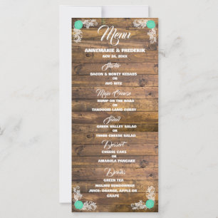 Wood Rustic Lace Wedding Menu