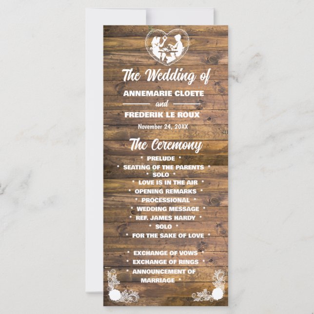 Wood Rustic Lace Wedding Program (Front)