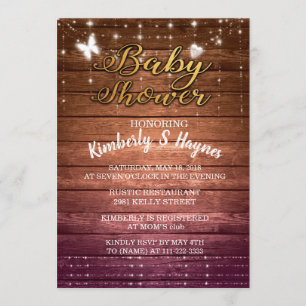 Wood Rustic Light Baby Shower Invitation