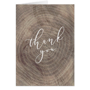Wood rustic thank you - folded card